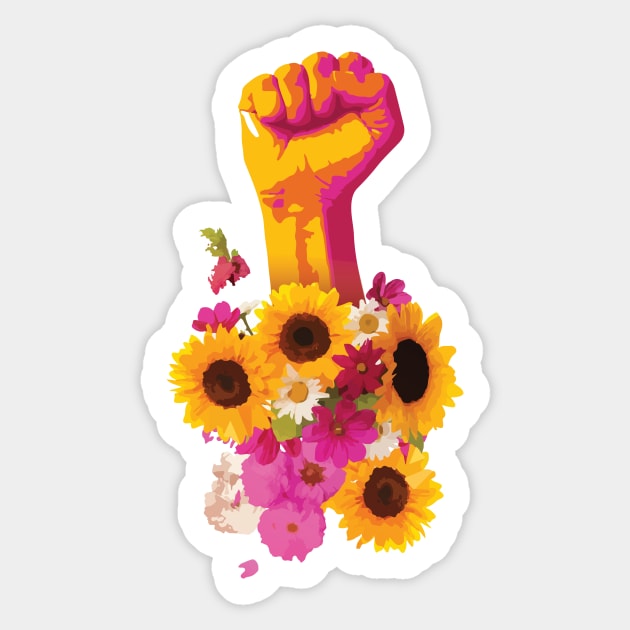 Feminist Power Fist Floral Sticker by polliadesign